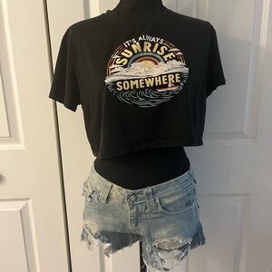 ROMWE Classic Black Crop Top, Summer, Beachbabe, Relaxed Fit, Festival, Travel